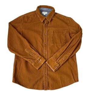 SUN + STONE Mens Corduroy Button Up Shirt Jacket Shacket Size L Caramel Cotton